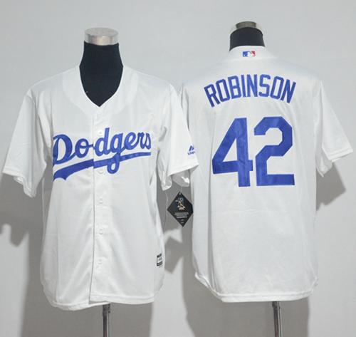 Dodgers #42 Jackie Robinson White Cool Base Stitched Youth MLB Jersey - Click Image to Close
